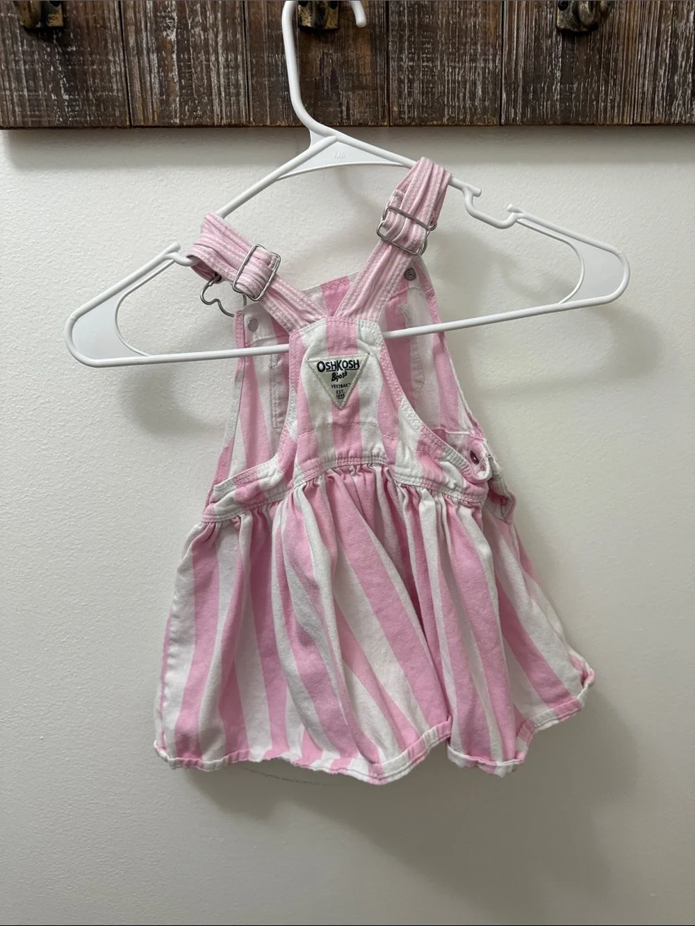 OshKosh B'gosh Pink & White Striped Girls' Overall Shorts